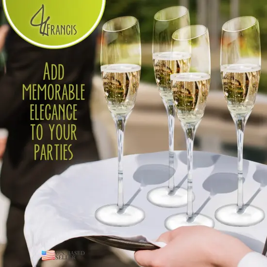 G Francis Champagne Flutes Set - 4pk Tall Slanted Edge Champagne Flute Glasses {2}