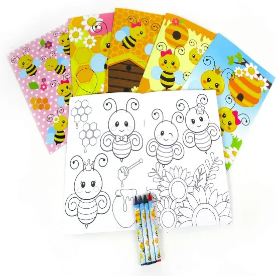 TINYMILLS Bumble Bees Honeybees Coloring Book and Crayon Set for Kids Party Favors with 12 Coloring Books and 48 Crayons {2}