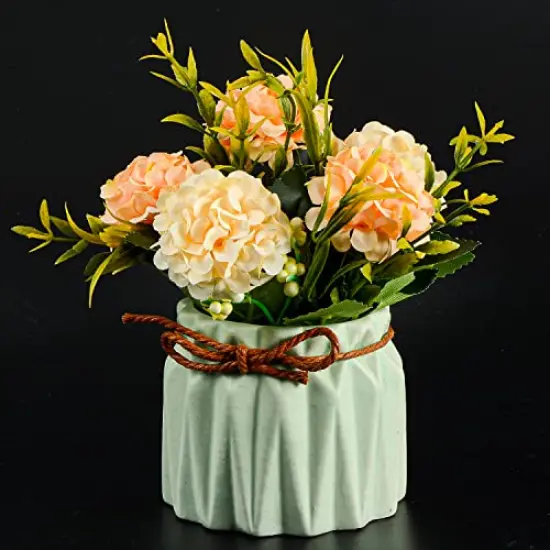Artificial Flower Plants &ndash; Mini Fake Hydrangea Flowers in Pot for Home Decor Party Wedding Office Patio Table Desk Decoration, Set of 4, 3.3''(D) x 5.5''(H) {4}