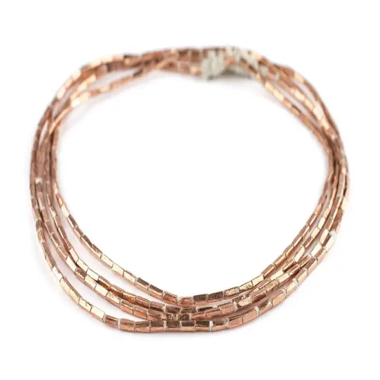 TheBeadChest Copper Rectangular Tube Ethiopian Beads (5x2mm) {3}