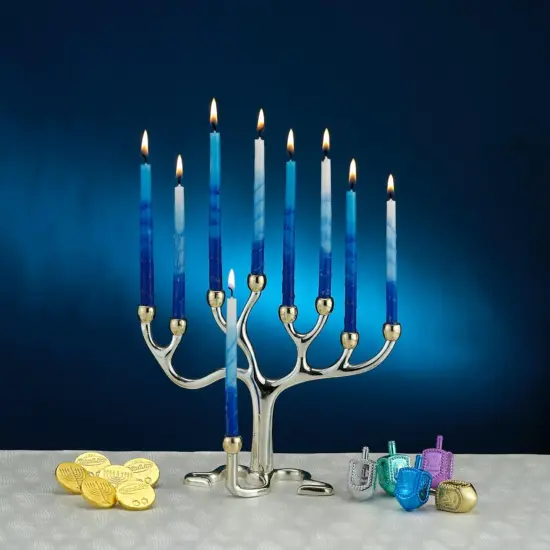 Rite Lite Blue and White Hanukkah Premium Hand Dipped Candles 5" {4}
