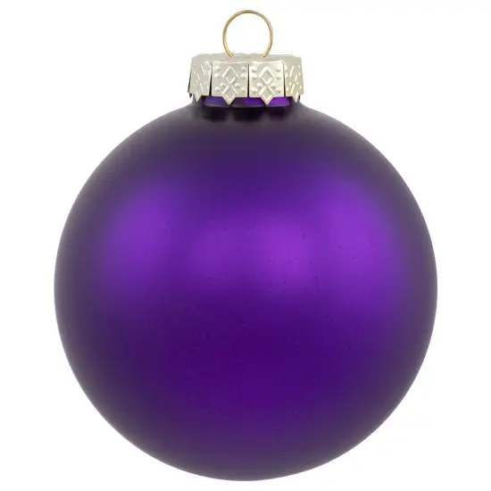 Northlight 2-Finish Christmas Glass Ball Ornaments - 3.25" (80mm) - Purple - 6ct {5}