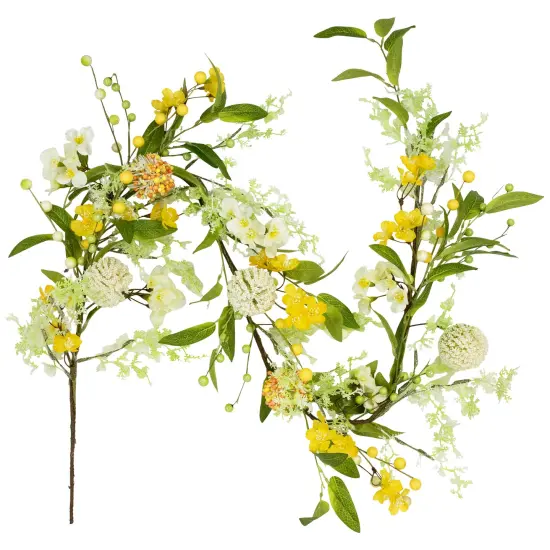 Northlight Berry and Thistle Floral Spring Garland - 5' - Yellow {7}