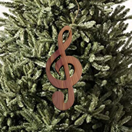Treble Clef Note - Cedar Ornament {1}