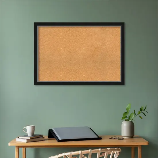 Eva Narrow Framed Corkboard, Natural Cork Eva Black Silver {5}