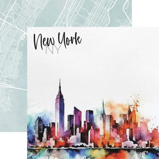New York City Watercolor 12 x 12 Scrapbook Paper Set {5}