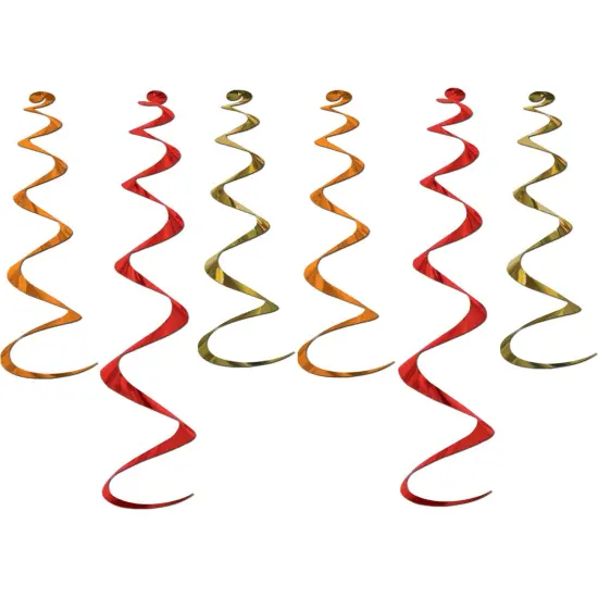 Green Orange Red School Colors Twirly Whirlies Hangers Party Decoration 6 Pack {1}
