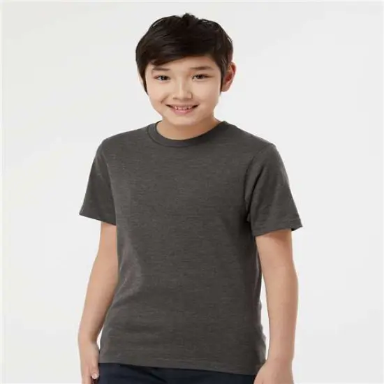 Tultex&reg; Youth Heavyweight Crewneck Jersey Short Sleeve T-Shirt Heather charcoal {1}