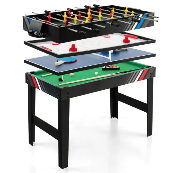 Costway 4-in-1 Combo Game Table 49" Foosball with Pool Billiards Air Hockey Table Tennis {1}