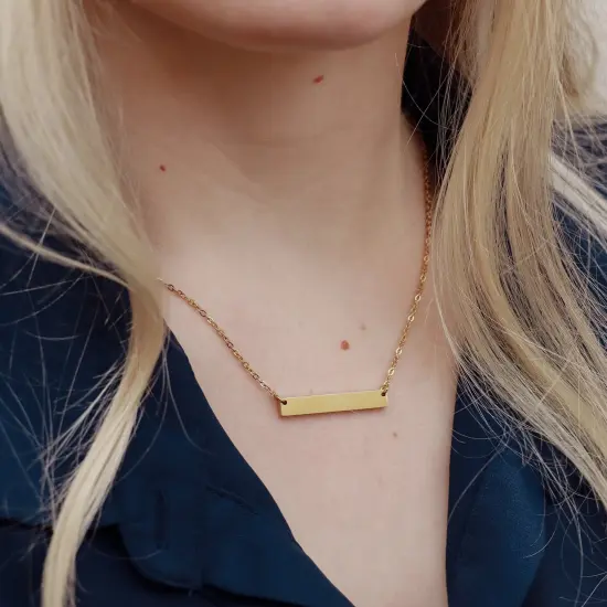 Blank Polished Bar Stainless Steel Necklace Gold {3}