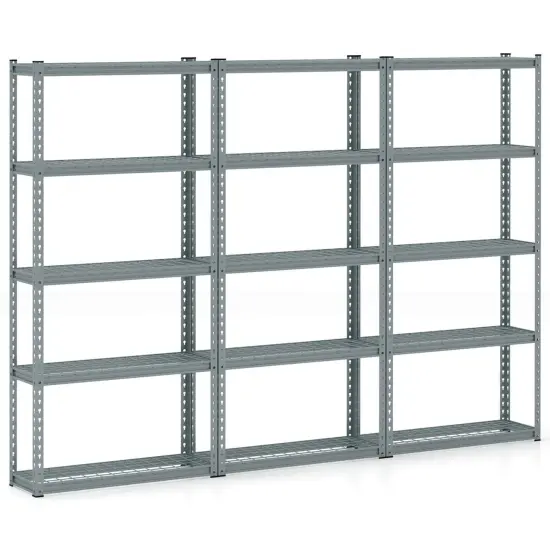 Costway 1/2/3/4 PCS 5-Tier Heavy Duty Storage Shelf Storage Utility Rack Shelf with Anti-tipping Device Grey {9}