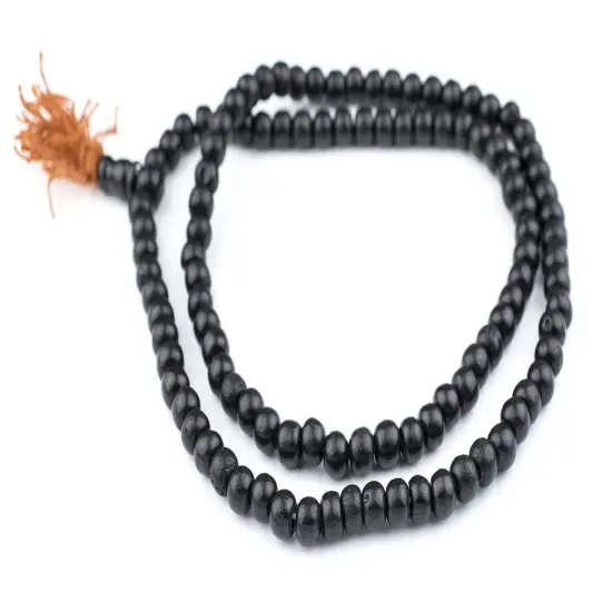 The Bead Chest 108 8mm Black Bone Mala Beads - Handmade Fair Trade Nepal Prayer Rosary Beads Necklace for Mediation, Yoga, Jewelry Making, Crafts {3}