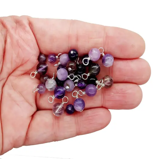 Gemstone Charm Mix, 5mm-6mm Purple Bead Dangle Assortment, 20 pcs, Adorabilities {2}