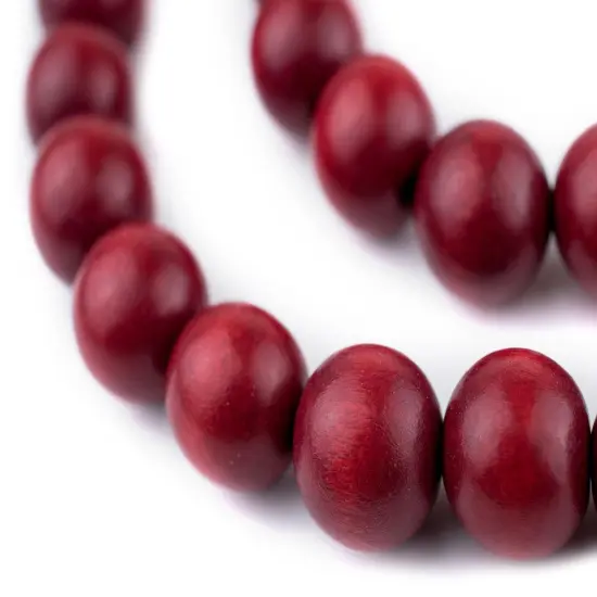 The Bead Chest Natural 16mm Wooden Beads in Red for Jewelry Making &ndash; Round Loose Wood Spacer Beads I Approximately 25 Beads {1}
