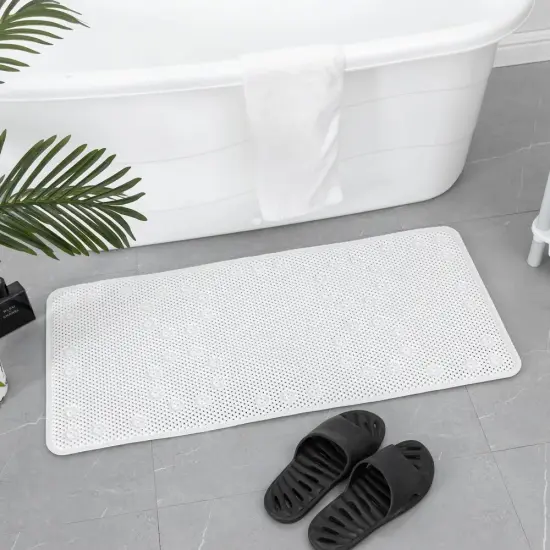 36 in. x 17 in. Non Skid Double Foam Bath Mat With 58 Suction Cups - 3 Colors White {1}