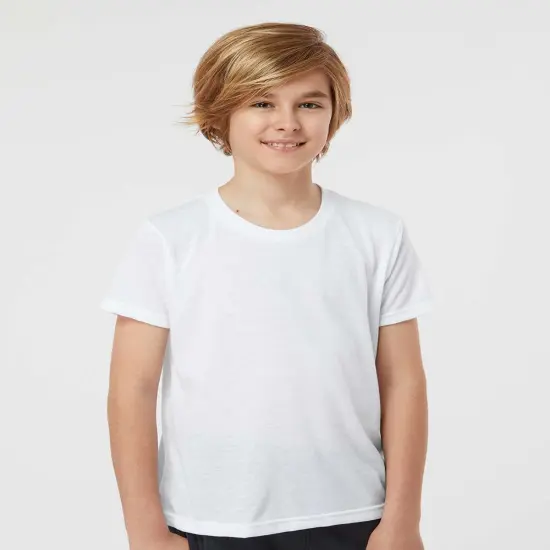 Tultex&reg; Crewneck Short Sleeve Youth Poly-Rich T-Shirt White {1}