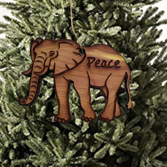 Elephant Peace - Cedar Ornament {2}
