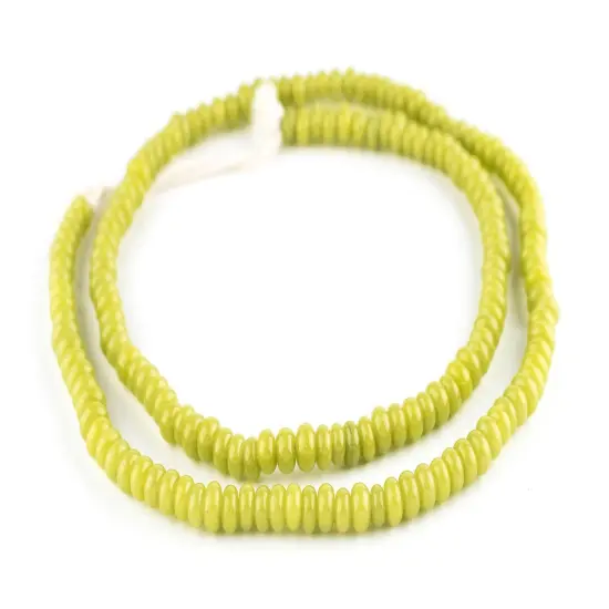 The Bead Chest Lime Green Glass Donut Beads - 24 Inch Strand of Indonesian Rondelle Java Glass Beads for Crafts & Jewelry Making {3}