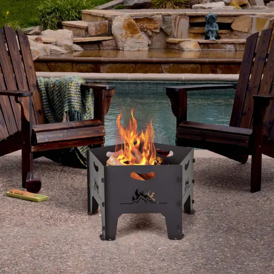 Costway Fire Pit for Outside 19 Inches Collapsible Portable Plug Fire Pit with Storage Bag {4}