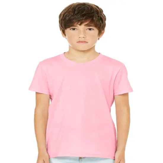 BELLA + CANVAS&reg; Youth Jersey Crewneck Short Sleeve Tee Pink {1}