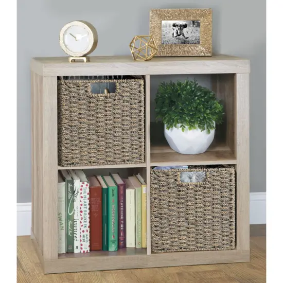 mDesign Woven Seagrass Home Storage Basket for Cube Furniture {2}