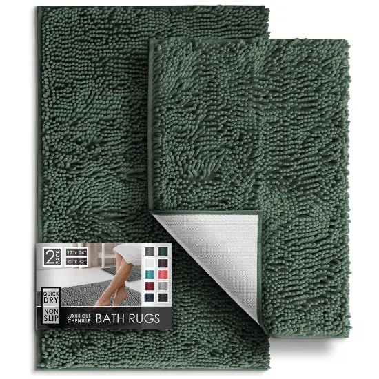 Hearth & Harbor Chenille Bath Mat Hunter Green {1}