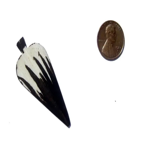 The Bead Chest Zig-Zag Arrow Batik Bone Pendant 25mm Kenya African Black and White Handmade {2}