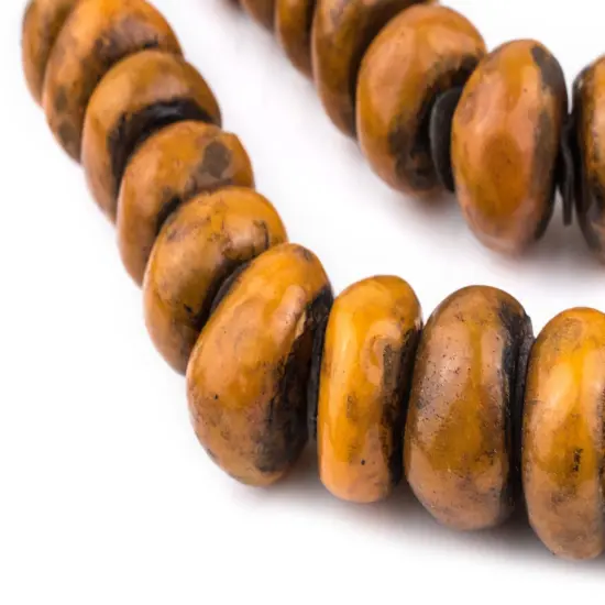 The Bead Chest Honey Moroccan Resin Beads Extra Large 37mm Morocco African Orange Round Large Hole 38 Inch Strand Handmade {3}