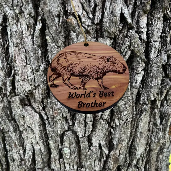 Worlds Best Brother Capybara - Cedar Ornament {3}