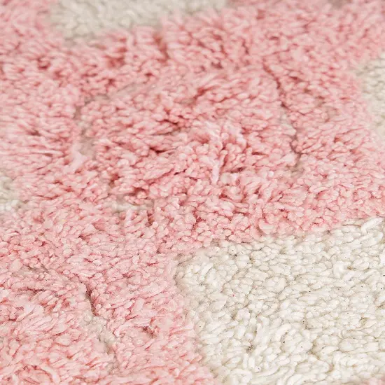 Pink Tassel Bath Mat Hand Tufted Cotton Bath Rug For new year gift {4}