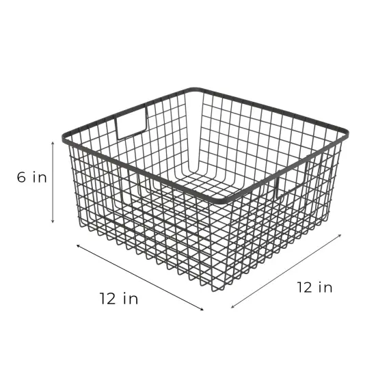 Smart Design Nestable Basket Organizer with Handles - Steel - 12 x 12 x 6 - Black - Set of 4 {3}