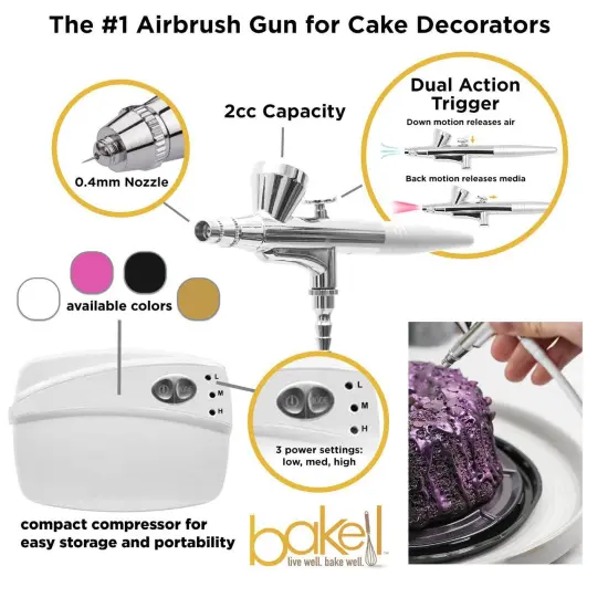 Airbrush Professional Series Bakell Airbrush Gun Kit (White Edition) {2}