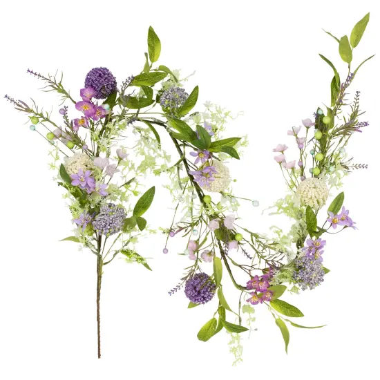 Northlight Wildflower and Berry Spring Garland - 5' - Purple {6}