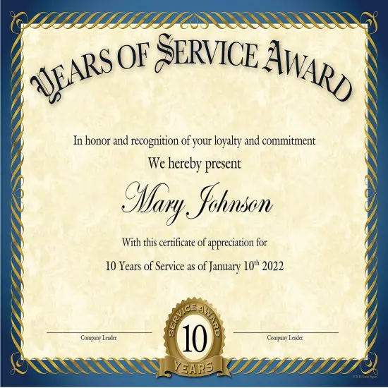 Great Papers! Years of Service Certificate, 8.5" x 11", Printer Compatible, 20 count {3}