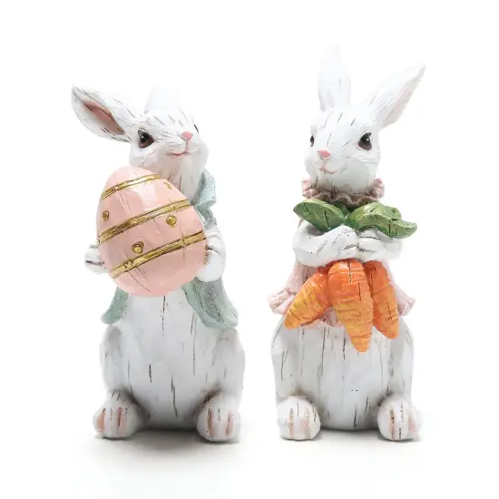 Hodao Easter Bunny Decorations Spring Home Decor Bunny Figurines(Easter White Rabbit 2pcs) {1}