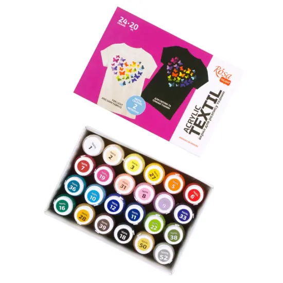 HEART Textile Acrylic Paint Set. 24 colors (20ml) and including 2 metallic. by Rosa Talent {4}
