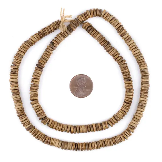 The Bead Chest 6mm Brown Bone Button Beads: Nepal Flat Round Disk Heishi Beads for DIY Necklace Jewelry Making {2}