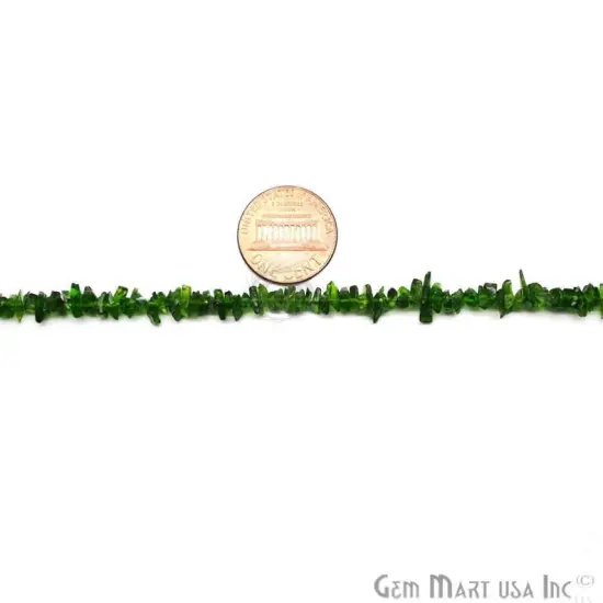 Chrome Diopside Chip Beads, 34 Inch, Natural Chip Strands, Drilled Strung Nugget Beads, 3-7mm, Polished, GemMartUSA (CHCD-70001) {2}