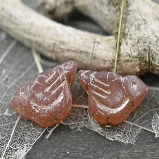 *6* 11x22mm Gold Washed Pink Opal Bird Beads {2}