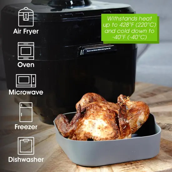 7Penn 6.5QT Air Fryer Accessories - Square Air Fryer Silicone Liner with Gloves {5}