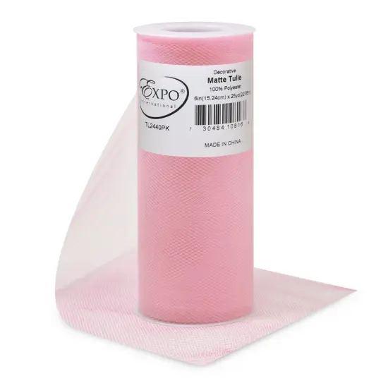 Pack of 96 Decorative Matte Tulle Spool of 6 Inch X 25 Yards Pink {1}