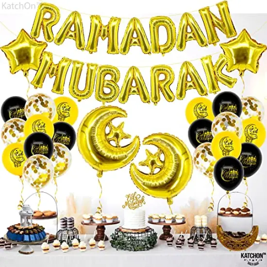 40 Pieces Ramadan Mubarak Balloons Set| Ramadan Balloon Decoration | Moon and Star Ramadan Decorations Balloon | Ramadan Mubarak Decorations | Eid Decorations for Home, Ramadan Balloons {1}