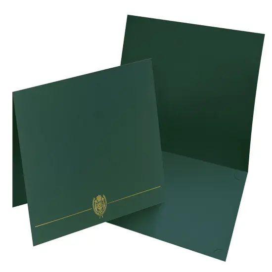 Great Papers! Classic Certificate Cover with Gold Foil Crest, Hunter Green, 12" x 9.375"(folded) with Die-Cuts for 8.5" x 11" Documents, 5 Count {3}