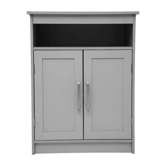 Merrick Lane Vigo Bathroom Storage Cabinet with Adjustable Cabinet Shelf, Upper Open Shelf, and Magnetic Closure Doors Gray {3}