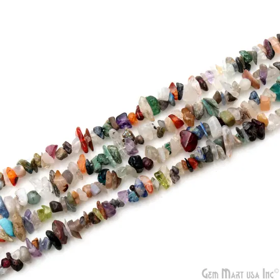 Multicolor Chip Beads, 34 Inch, Natural Chip Strands, Drilled Strung Nugget Beads, 3-7mm, Polished, GemMartUSA (CHMX-70001) {5}