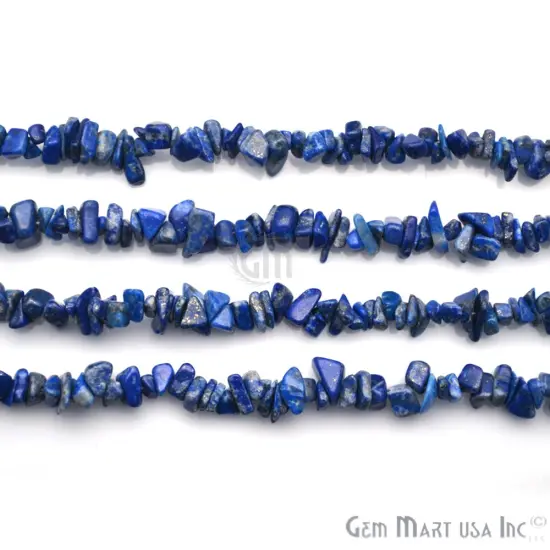 Lapis Chip Beads, 34 Inch, Natural Chip Strands, Drilled Strung Nugget Beads, 3-7mm, Polished, GemMartUSA (CHLP-70001) {4}
