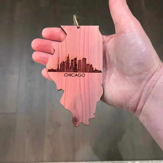 Chicago IL - Cedar Ornament {3}