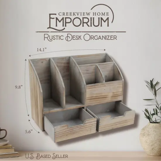 Creekview Home Emporium Wooden Office Desk Organizer Rustic Wood Desk Organizer {2}