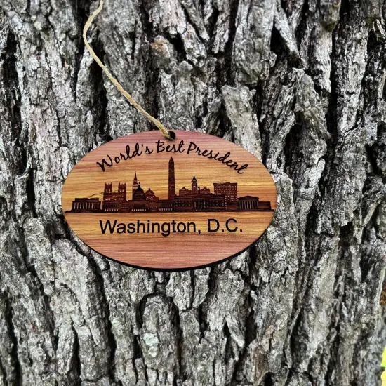 worlds Best President Washington DC- Cedar Ornament {1}