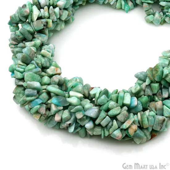 Amazonite Chip Beads, 34 Inch, Natural Chip Strands, Drilled Strung Nugget Beads, 7-10mm, Polished, GemMartUSA (CHAZ-70004) {5}